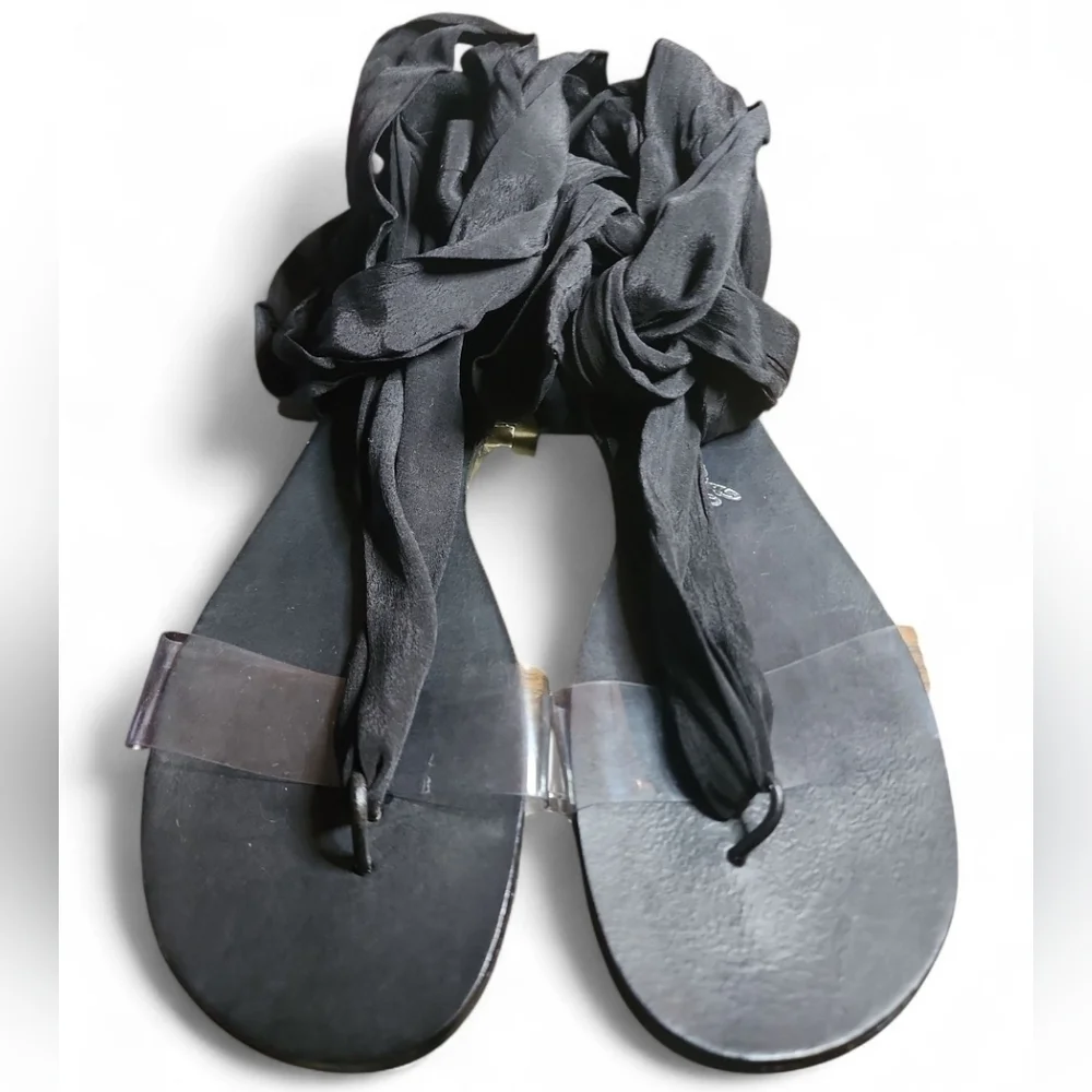 Free People Barcelona Wrap Palm Sandals Black suede Black Ankle Wrap Material 8